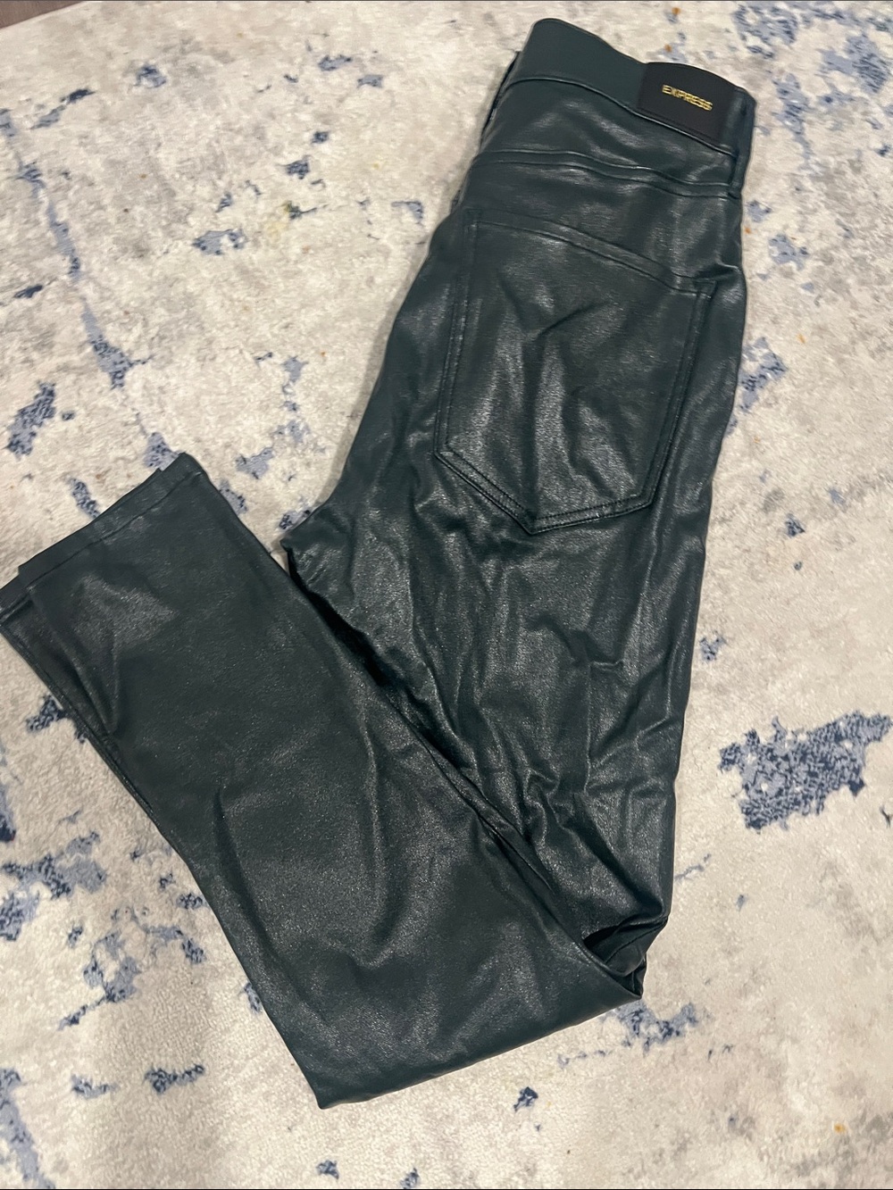 Express Dark Green Faux Leather Leggings